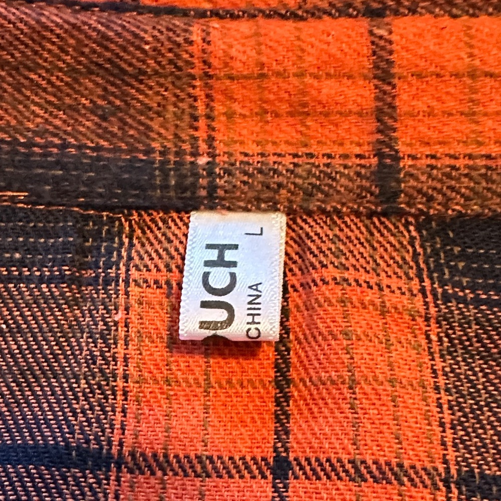 Button-Down Plaid Shirt Dress in Orange and Blue - Picture 6 of 7